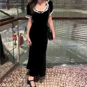 Reformation Adessa Black Velvet Dress